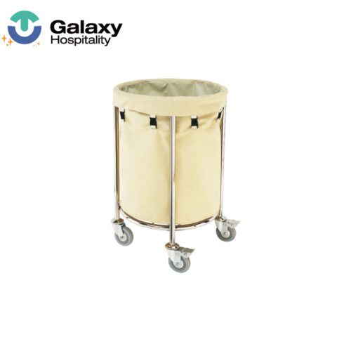 Galaxy Commercial Heavy Duty Hotel Room Service Hospital Stainless Steel Clothes Basket Dirty Linen Cart Laundry Trolley