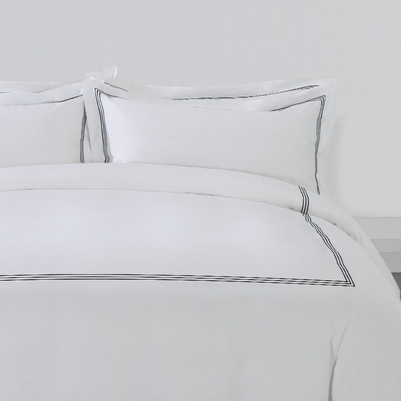 Galaxy Hotel Bed Sheet Manufacturers Twin Size Embroidered three-thread frame 300TC White Flat Sheet For Hotel Linen - Image 10