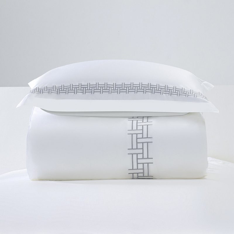 GALAXY Guangzhou Factory custom Embroidery Sheet Set Hotel Bed Linen 100% Cotton Bedding Set Duvet Cover Flat Sheet Set - Image 3