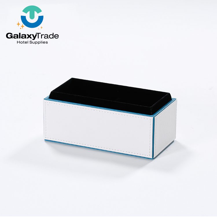 Galaxy popular restaurant hotel supplies high quality leather accessories set hotel leather supplies box wood tissue box - Image 5