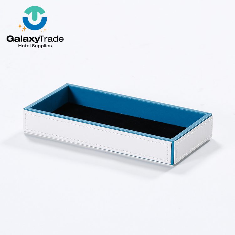 Galaxy popular restaurant hotel supplies high quality leather accessories set hotel leather supplies box wood tissue box - Image 4