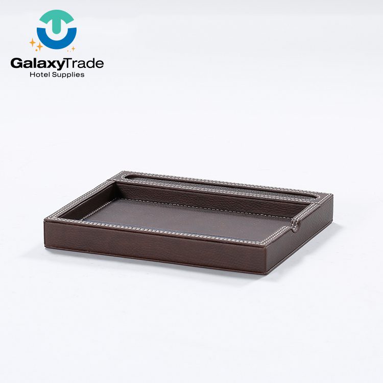 Galaxy Hot Selling Accessories Hotel Leather Goods Products 5-star Hotel Room Brochure Stand hotel Napkin Holder Leather Product Set - Image 6