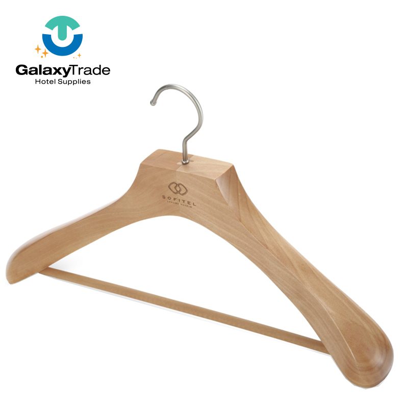 GALAXY Finished White Wooden Hangers Hotel Hangers custom logo Hangers For Cloths - Image 3