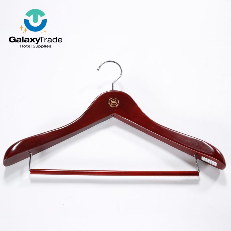 Luxury Sheraton Branded Solid Wood Suit Hanger – Premium Mahogany Finish Garment Hanger with Wide Shoulder Support and Gold Anti-Slip Trouser Bar - Image 3