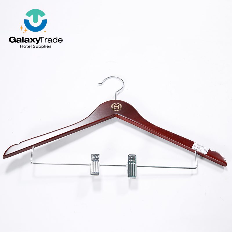 Luxury Sheraton Branded Solid Wood Suit Hanger – Premium Mahogany Finish Garment Hanger with Wide Shoulder Support and Gold Anti-Slip Trouser Bar - Image 2