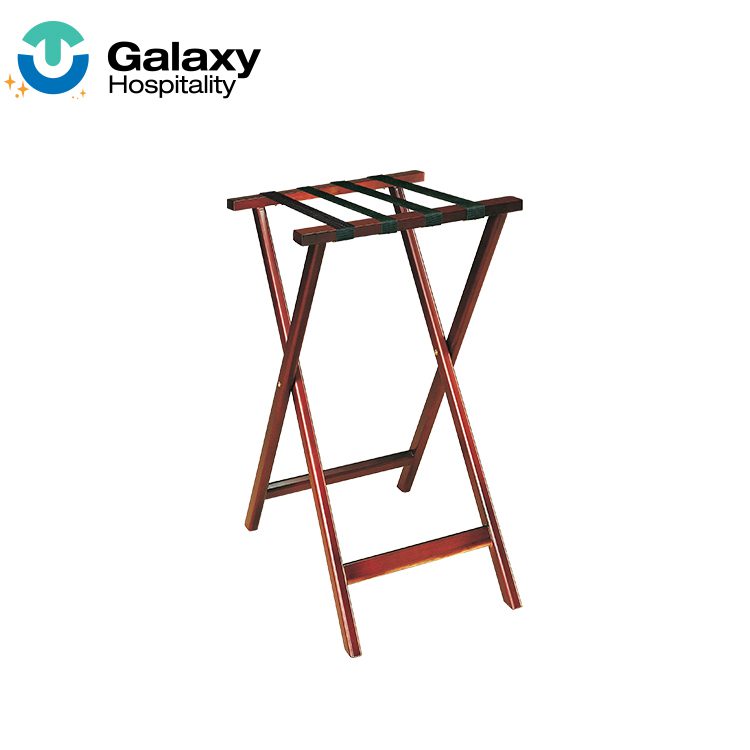 GALAXY Luggage Stand Wooden Luggage Racks with Storage Shelf Hotel Bamboo Folding Foldable Durable Modern Shrink Wrap Hotel Furniture - Image 2