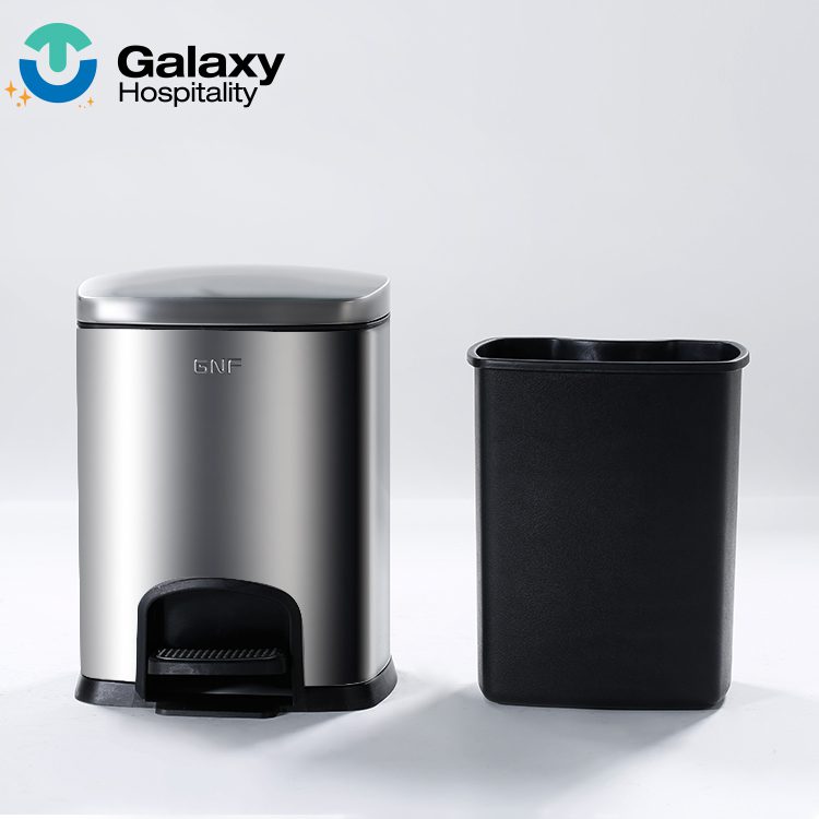 Premium Square Stainless Steel Step Trash Can – 5L Soft-Close Silent Waste Bin with Removable Liner and Fingerprint-Resistant Finish for Luxury Hotel Guest Rooms and Executive Offices - Image 3