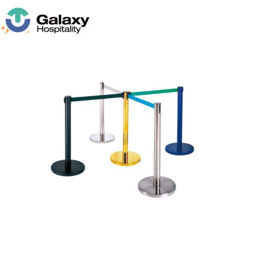 GALAXY Hotel Customized Luxury Retractable Belt Queue Line Crowd Control Stanchion Blue Stand Rope Barrier Line Rope Barrier Railing Stand