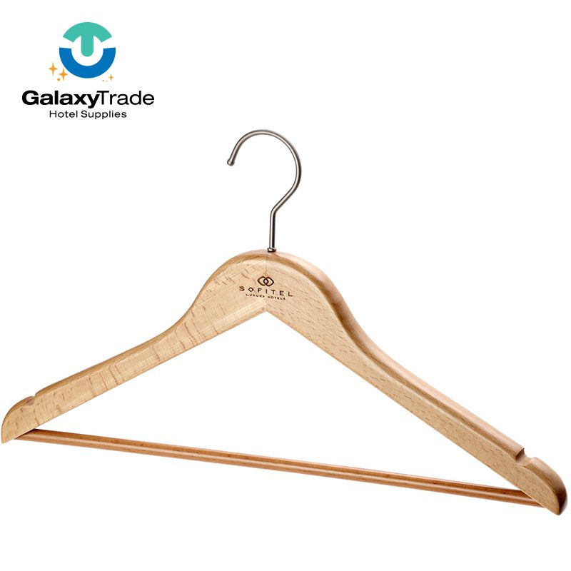 GALAXY Finished White Wooden Hangers Hotel Hangers custom logo Hangers For Cloths - Image 4