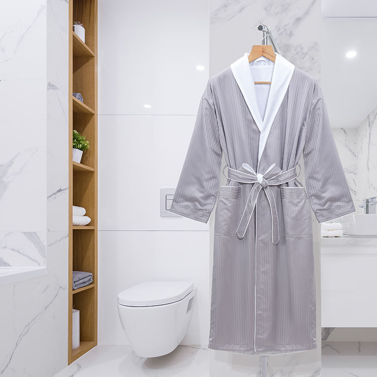 Small Bath Robe Galaxy Wholesale Grey Stripe Bathrobe: Luxury 5-Star Hotel Comfort