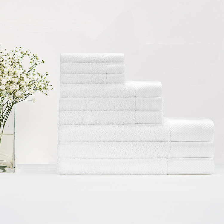 GALAXY 5 star hotel towels white custom logo bathroom linen 100% cotton platinum satin face hand bath hotel towel set - Image 8