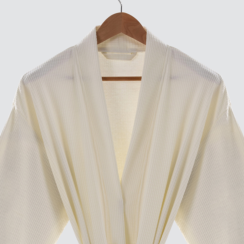 GALAXY High Quality New Design Knitted Waffle Collar Bathrobe Yellow Bathrobe Winter Warm Durable Soft Quick Dry Bathrobe Luxury Fluffy Hotel Bathrobe For Women - Image 2
