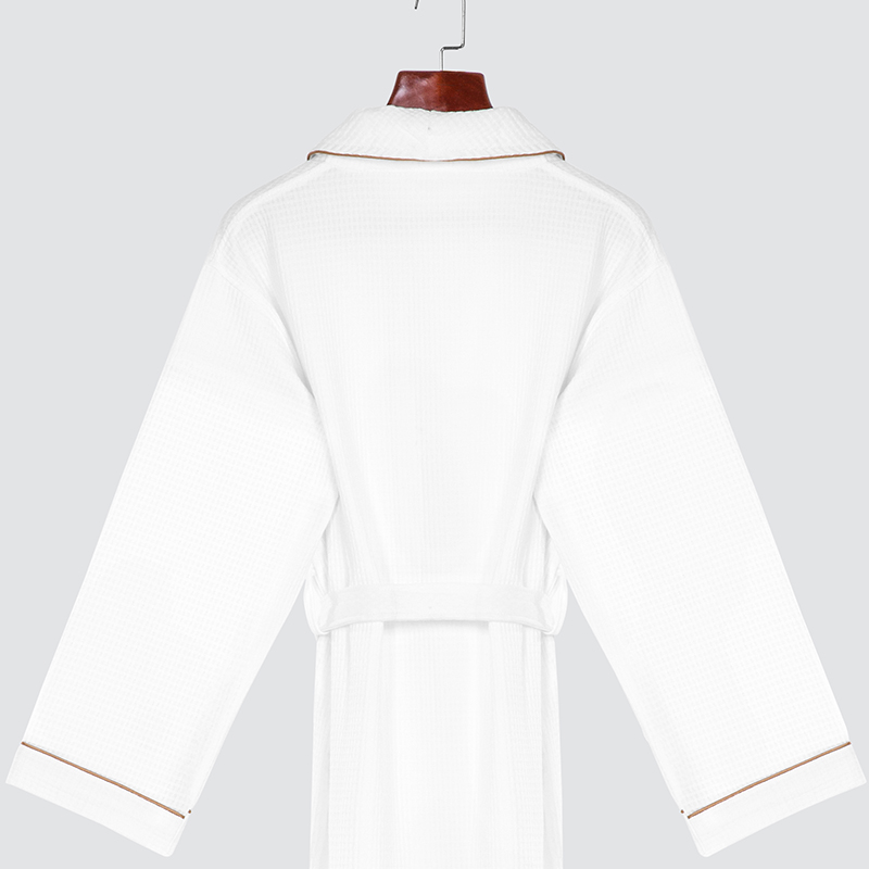 GALAXY Hotel Waffle Red Piping Edge Bathrobes with Customized Embroidery logo - 100% Egyptian Cotton Hotel Spa Waffle Bathrobe Set - Image 3