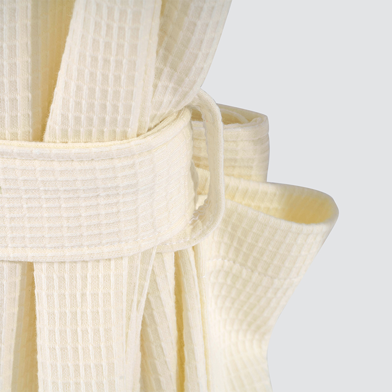 GALAXY High Quality New Design Knitted Waffle Collar Bathrobe Yellow Bathrobe Winter Warm Durable Soft Quick Dry Bathrobe Luxury Fluffy Hotel Bathrobe For Women - Image 6