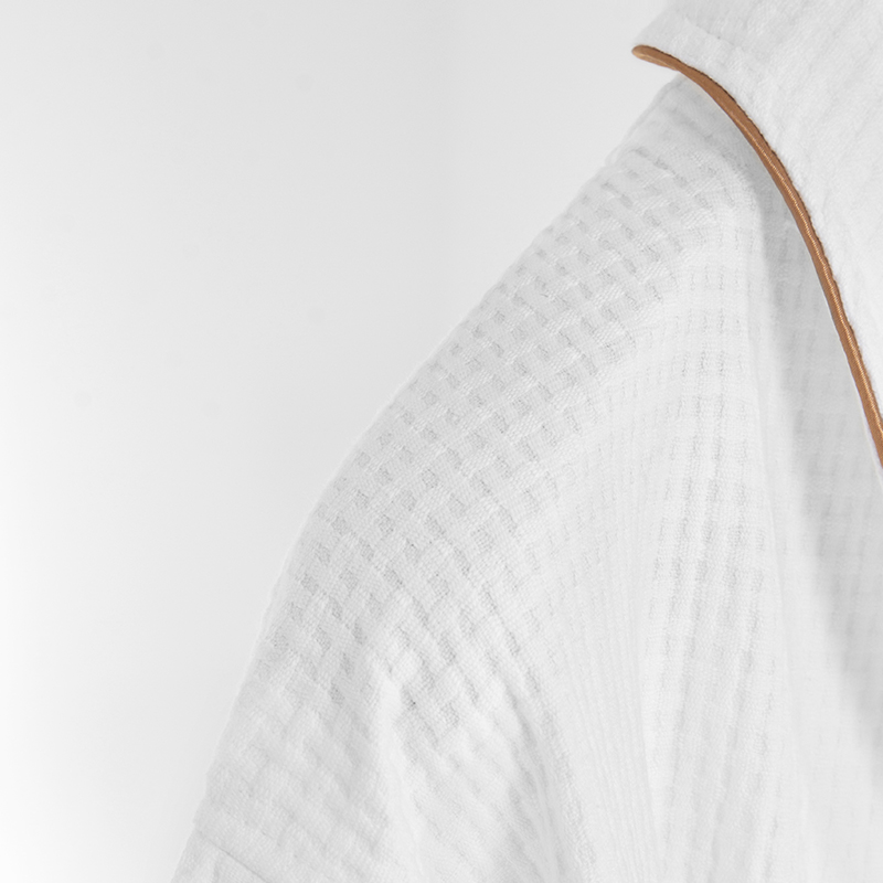 GALAXY Hotel Waffle Red Piping Edge Bathrobes with Customized Embroidery logo - 100% Egyptian Cotton Hotel Spa Waffle Bathrobe Set - Image 7