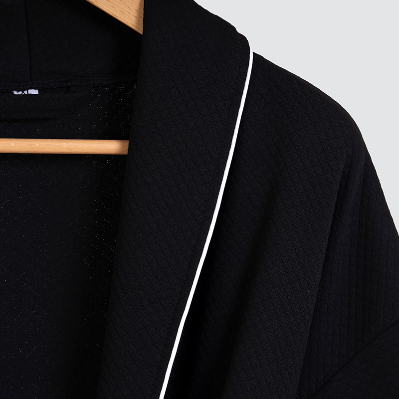 GALAXY High Quality Black Pineapple Grid Bathrobe Luxury Hotel Bathrobe Custom Logo White Bath Robe And Slippers Spa Aesthetic Custom Bathrobe - Image 8