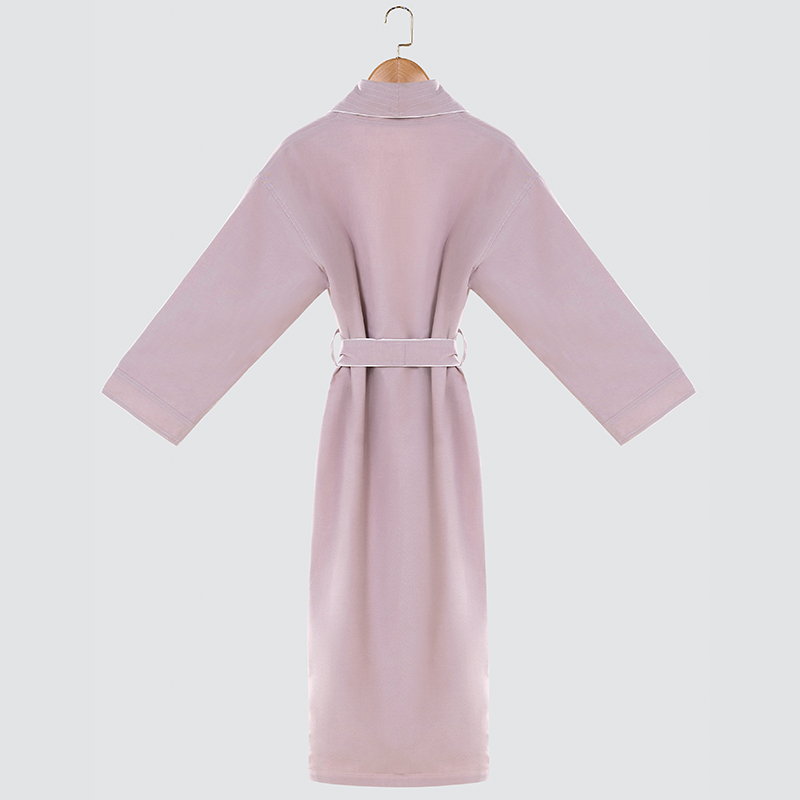 GALAXY Factory wholesale grey pink double-decker bathrobe 100% cotton kimono collar men and women hotel bathrobe high quality bathrobe custom logo - Image 2