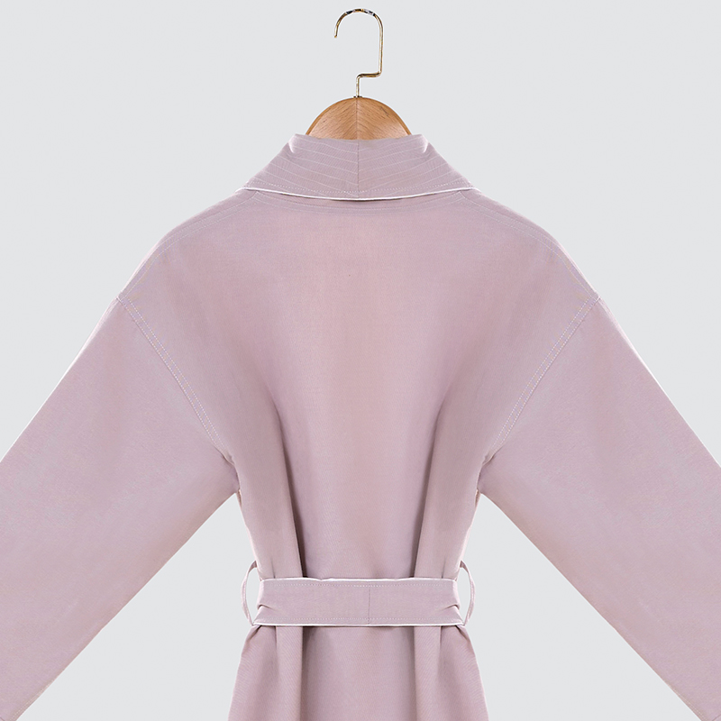 GALAXY Factory wholesale grey pink double-decker bathrobe 100% cotton kimono collar men and women hotel bathrobe high quality bathrobe custom logo - Image 5