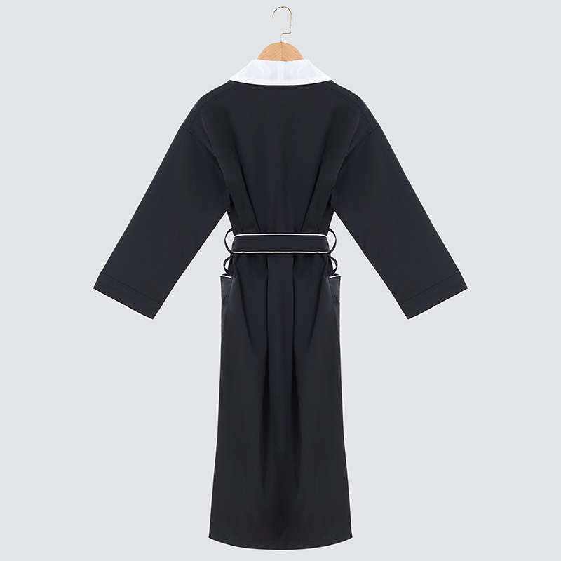 GALAXY Star Hotels Black double bathrobe 100% cotton kimono collar plus size spa customizable luxury nighty designs bathrobes - Image 3
