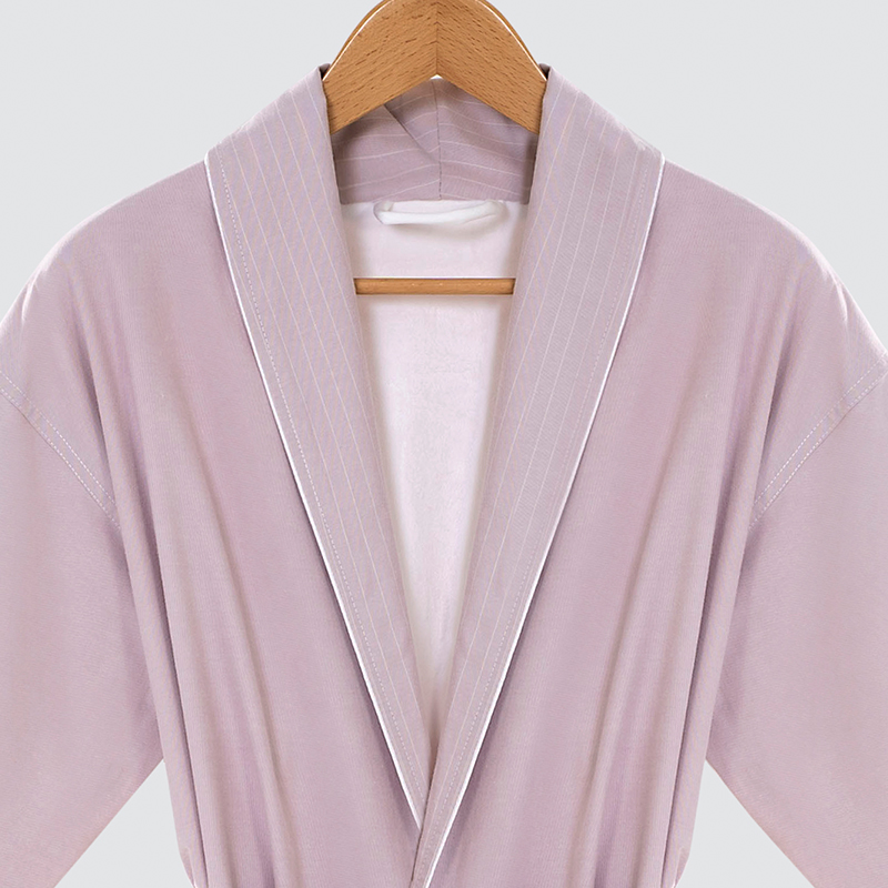 GALAXY Factory wholesale grey pink double-decker bathrobe 100% cotton kimono collar men and women hotel bathrobe high quality bathrobe custom logo - Image 3