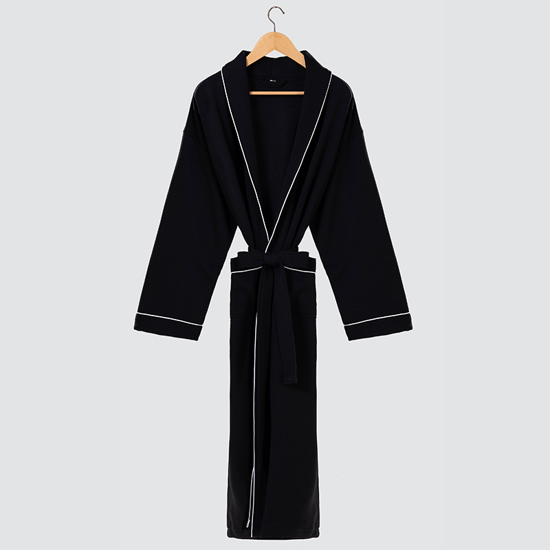 GALAXY High Quality Black Pineapple Grid Bathrobe Luxury Hotel Bathrobe Custom Logo White Bath Robe And Slippers Spa Aesthetic Custom Bathrobe