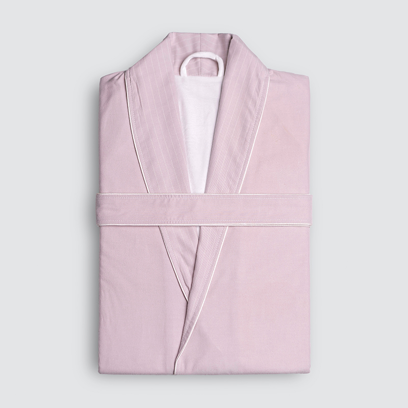 GALAXY Factory wholesale grey pink double-decker bathrobe 100% cotton kimono collar men and women hotel bathrobe high quality bathrobe custom logo - Image 9