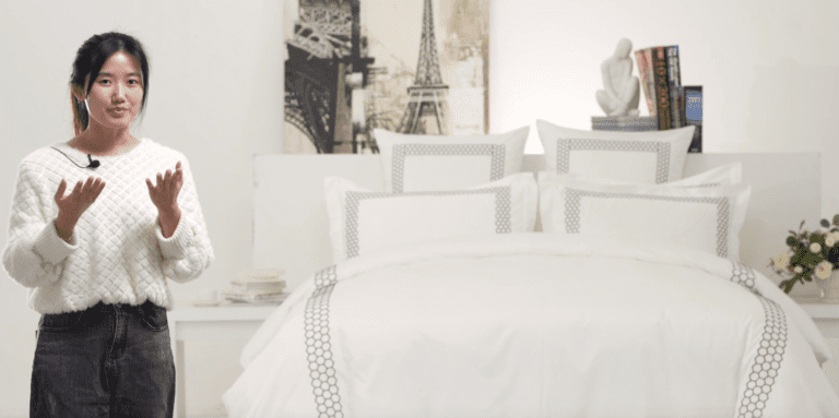 embroidered honeycomb wireframe bedding