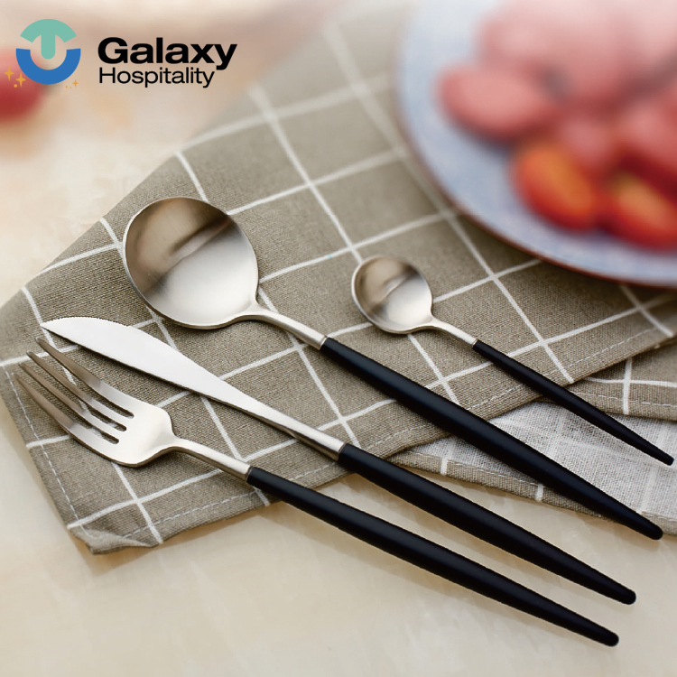 24-Piece Golden Electroplated Stainless Steel Flatware Set with Mirror Polish - Image 2