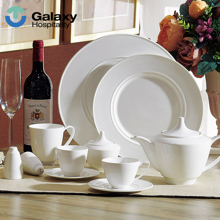 Wholesale Cream Porcelain Dinnerware Set – Elegant White Ceramic Tableware for Hotel and Restaurant Use
