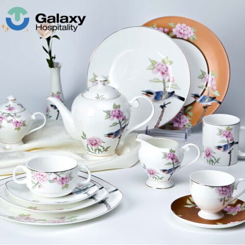 Luxury Kitchen Ceramic Dinnerware Set – Elegant Porcelain Bowls, Plates & Dishes for Modern Homes and Hospitality Use