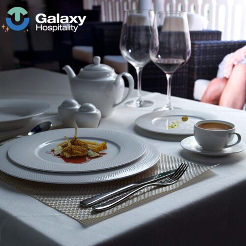 Nordic-Inspired Cream Beige & Matte White Ceramic Glaze Dinnerware Set – Eco-Friendly Porcelain Tableware for Restaurants and Hotels