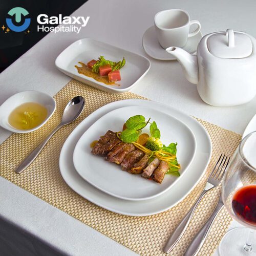 Restaurant Plate Set Dinner Ware Sets Wedding Hotel Porcelain Luxury Dinnerware Dishes Dinner Ware White Ceramic Dinnerware