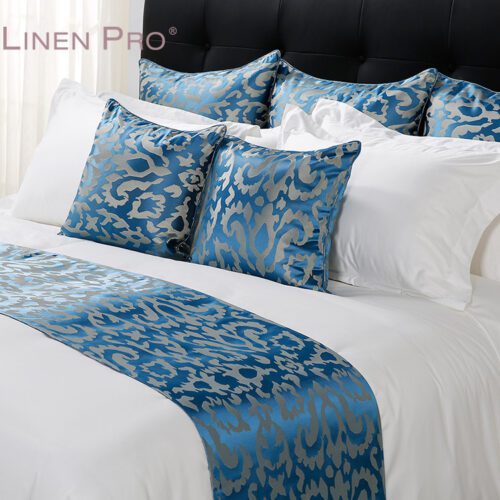 Elegant High-Quality Hotel Bed Runners – One-Stop Decorative Bedding in Orange, Army Green, and Yellow for Luxury Hotels