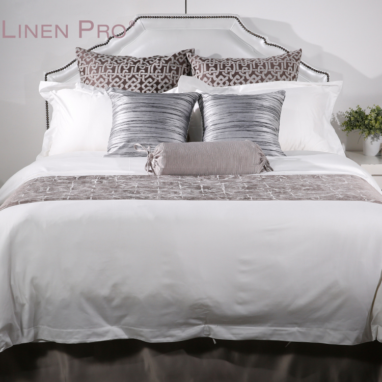Premium Custom logo Hotel Bed Linen Duvet Cover White Bed Sheet Hotel Bedding Set 100% Cotton - Image 2