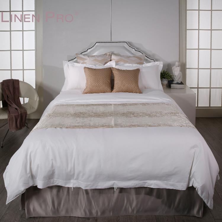 Premium Custom logo Hotel Bed Linen Duvet Cover White Bed Sheet Hotel Bedding Set 100% Cotton - Image 4