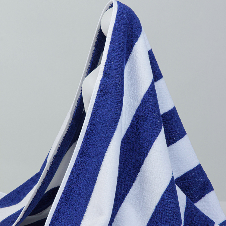 Pure Cotton Blue and White Striped Beach Towel – Soft, Absorbent, Durable - Image 3