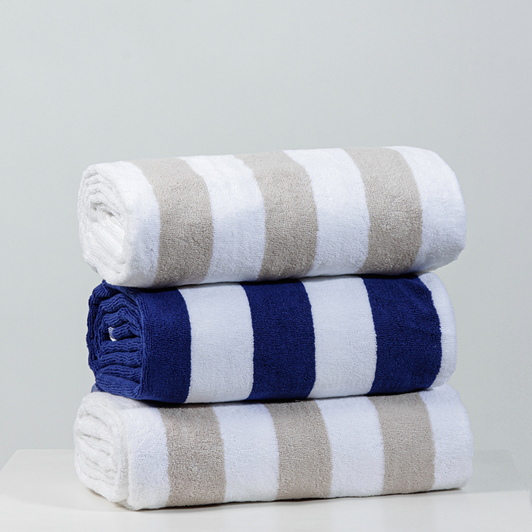 Pure Cotton Blue and White Striped Beach Towel – Soft, Absorbent, Durable - Image 4