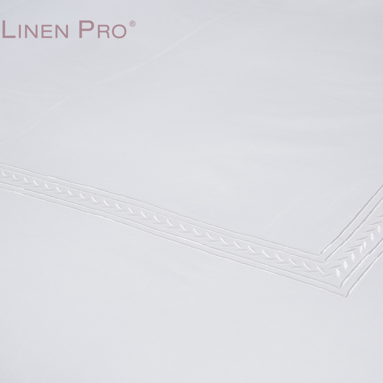 100% Cotton White Embroidered Hotel Bedding Set 300T Duvet Cover Pillowcase - Image 9