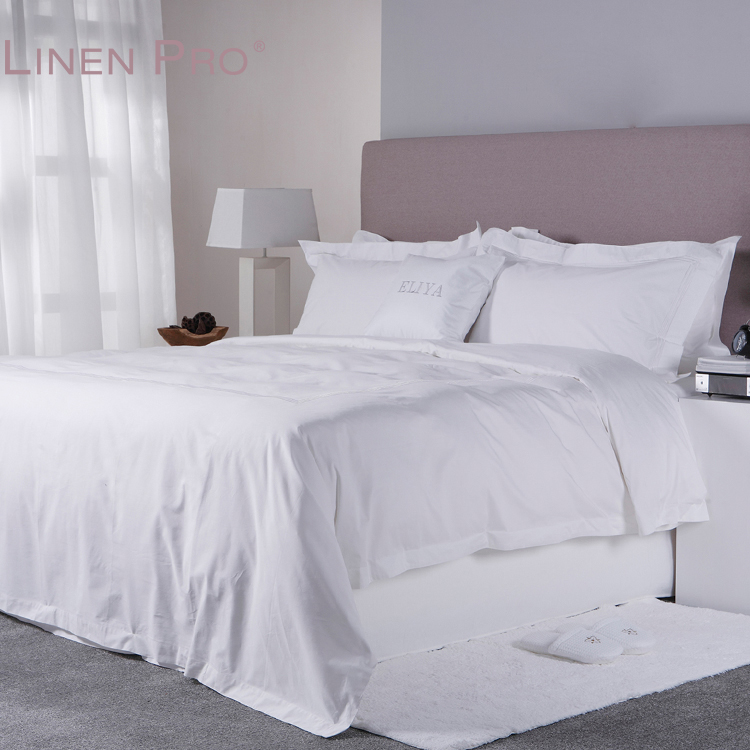 100% Cotton White Embroidered Hotel Bedding Set 300T Duvet Cover Pillowcase - Image 4