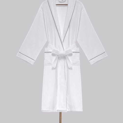 Luxury 100% Cotton Hotel Bathrobe with Velvet-Cut Towel Fabric