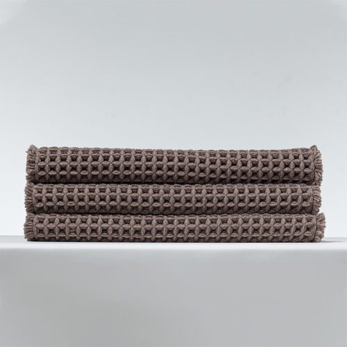 Super Absorbent Anti-Slip Bathroom Floor Mat with Tassel Waffle Design Rubber Backing