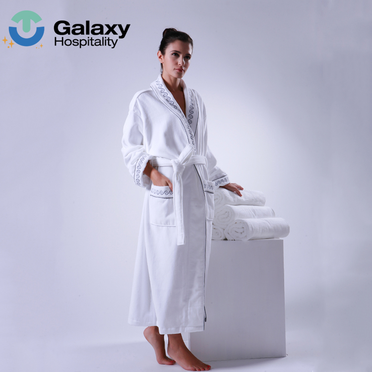 Private Label Super Soft White Terry Cotton Hotel Spa Bathrobe – Custom Women’s Sleepwear Quick-Dry Fluffy Robe - Image 6
