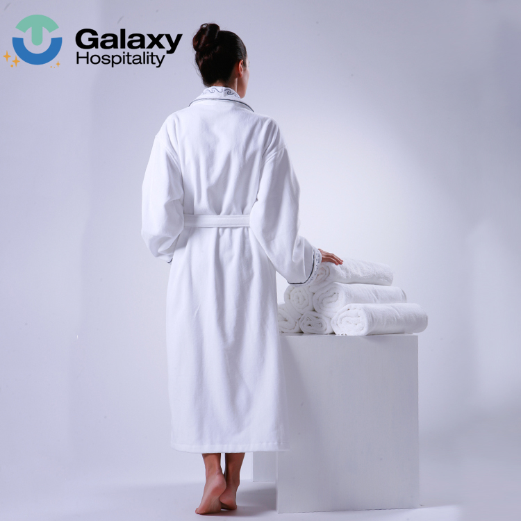 Private Label Super Soft White Terry Cotton Hotel Spa Bathrobe – Custom Women’s Sleepwear Quick-Dry Fluffy Robe - Image 4