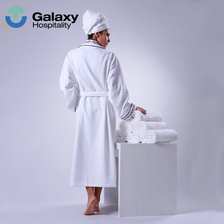 Private Label Super Soft White Terry Cotton Hotel Spa Bathrobe – Custom Women’s Sleepwear Quick-Dry Fluffy Robe - Image 3