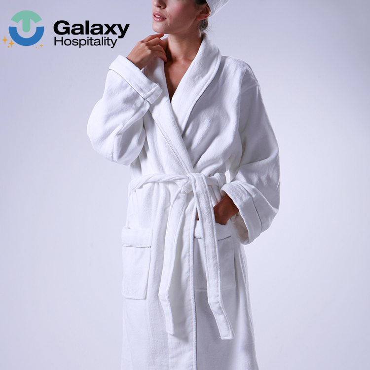 Wholesale Organic Cotton Unisex Hotel Bathrobe with Custom Embroidered Logo
