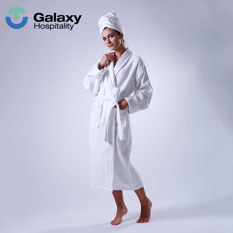 Wholesale Organic Cotton Unisex Hotel Bathrobe with Custom Embroidered Logo - Image 3