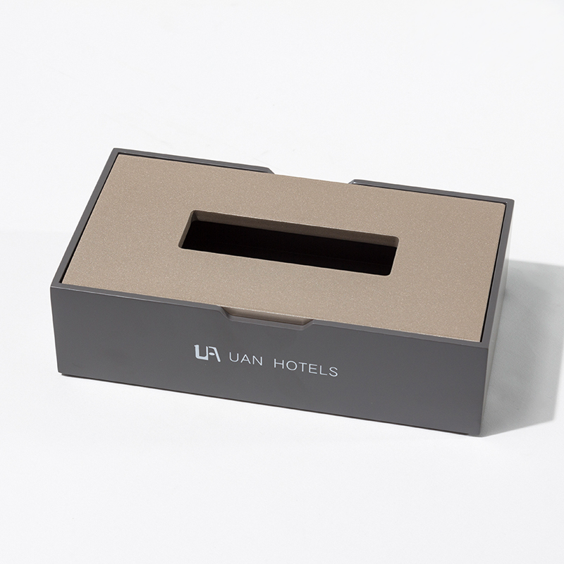 Custom Banyan Tree Luxury Hotel Tissue Box – Premium Two-Tone White Faux Leather and Natural Wood Square Tissue Holder with Embossed Brand Logo - Image 9