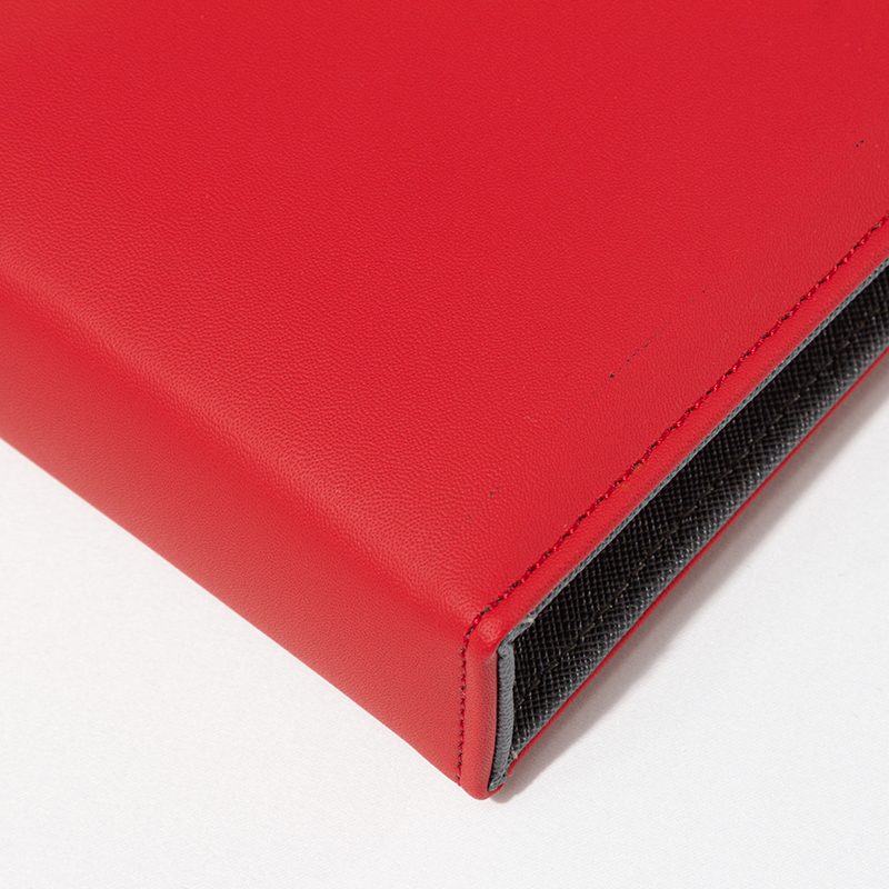 Custom Raj-Gharana Luxury Hotel Guest Directory – Premium Red Faux Leather Folder with Embroidered Brand Logo and Precision Perimeter Stitching - Image 6