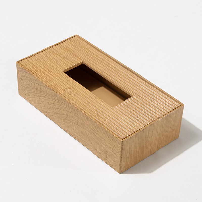Custom Banyan Tree Luxury Hotel Tissue Box – Premium Two-Tone White Faux Leather and Natural Wood Square Tissue Holder with Embossed Brand Logo - Image 5