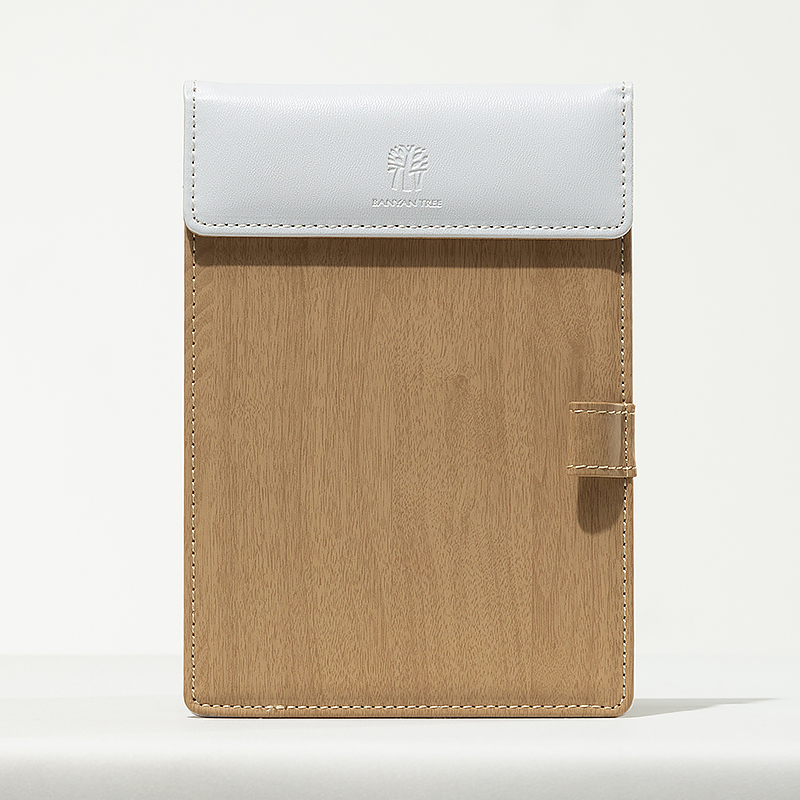 Custom Banyan Tree Luxury Hotel Guest Directory – Premium White Faux Leather and Natural Wood Textured Folder with Embossed Brand Identity - Image 6